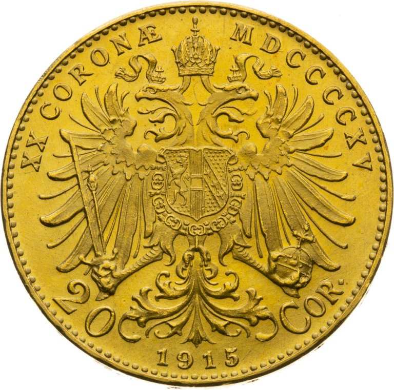 Investiční zlato 20 Koruna František Jozef I. 1915 - Novoražba